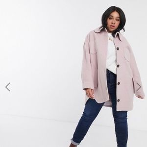 ASOS Curve belted jacket in pink NEW